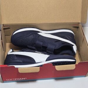 Puma Navy and White Low-Top Sneakers